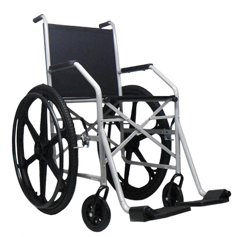 Cadeira de Rodas Dobrável em Aço Carbono Roda em Nylon Pneu Inflável 90Kg. 1009 PI - Baxmann Jaguaribe - Cirúrgica Passos