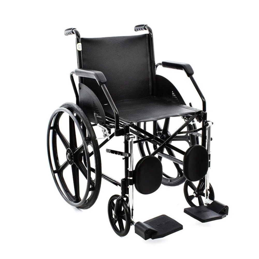 Cadeira De Rodas Dobrável em Aço Carbono Semi-Obeso 100Kg. Pneu Inflável Com Elevação de Pernas 1016 PI - Baxmann Jaguaribe