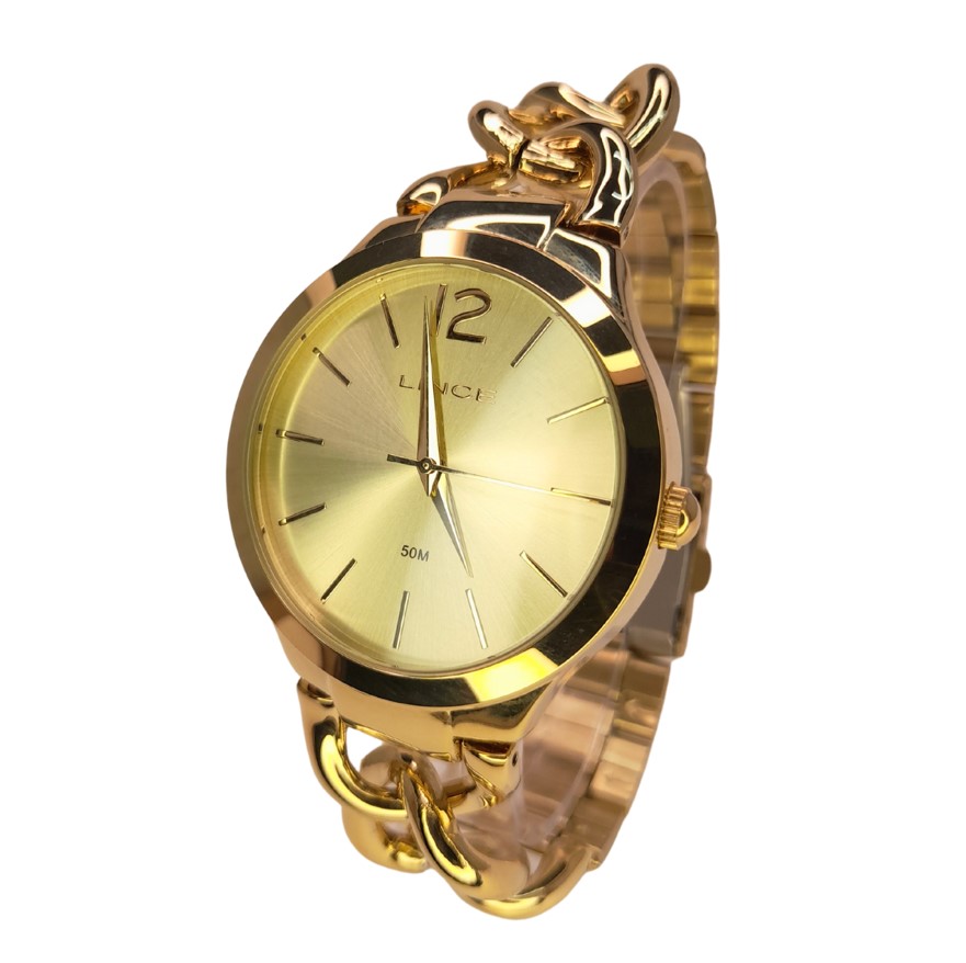 Relógio Lince Feminino Dourado com Pulseira de Elos LRG4734L40 C2KX