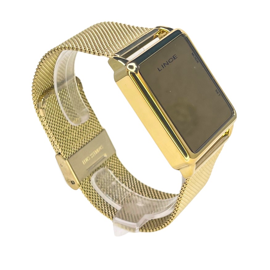 Relógio Lince Led Digital Dourado Espelhado MDG4619L BXKX