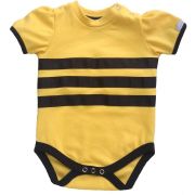 Body bebê menina abelhinha manga curta suedine amarelo