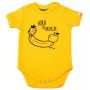 Body bebê unissex gangorra banana manga curta suedine amarelo