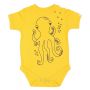 Body bebê unissex polvo manga curta suedine amarelo
