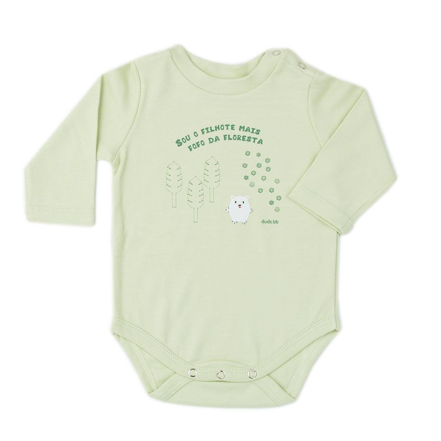 Body bebê unissex polar manga longa suedine verde claro