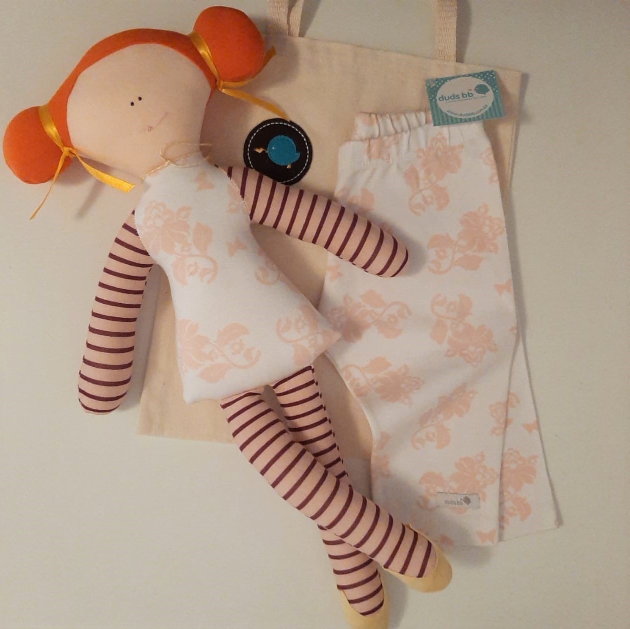 Kit para bebê legging floral para bebê e boneca vestido floral
