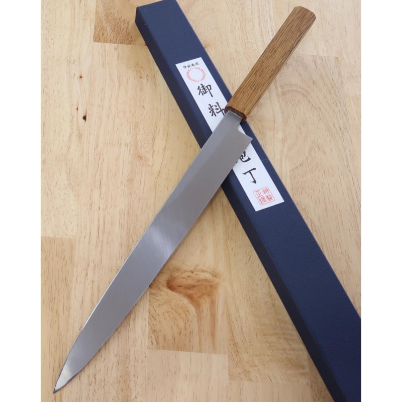faca sashimi yanagiba MIURA Carbono shirogami 2 Tam:30cm