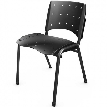 Cadeira Fixa Plástica Empilhável Ergoplax Plaxmetal Original Montagem Inclusa - Preta 
