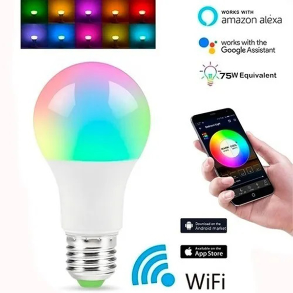Lâmpada Led Rgb Smart Color E27 Bivolt Wifi App Google Alexa
