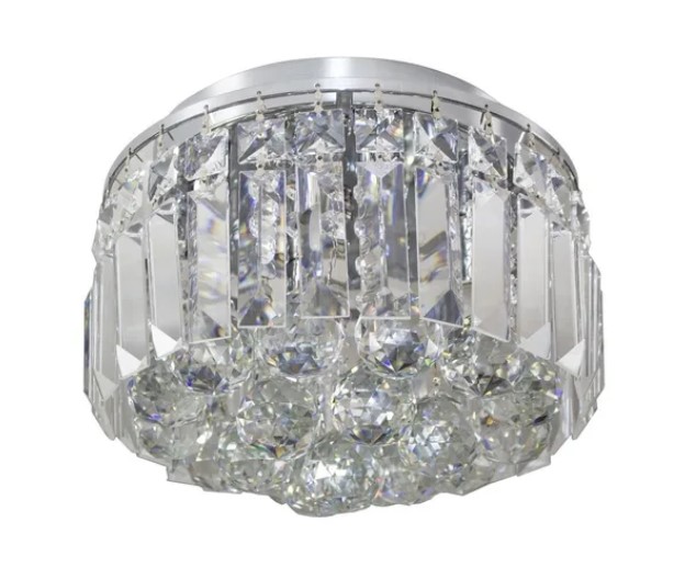Lustre Plafon Cristal K9 Transparente Bella Hu1102 C/lâmpada Branco Quente 110v
