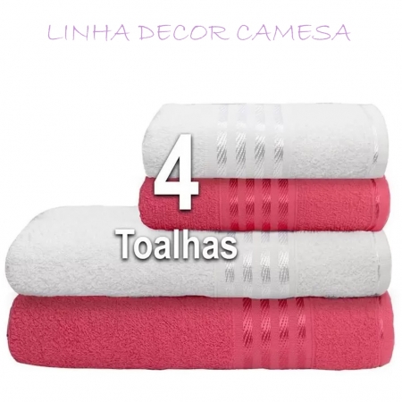 Kit De Toalhas 2 Banho E 2 Rosto Linha Decor Camesa 4 Peças