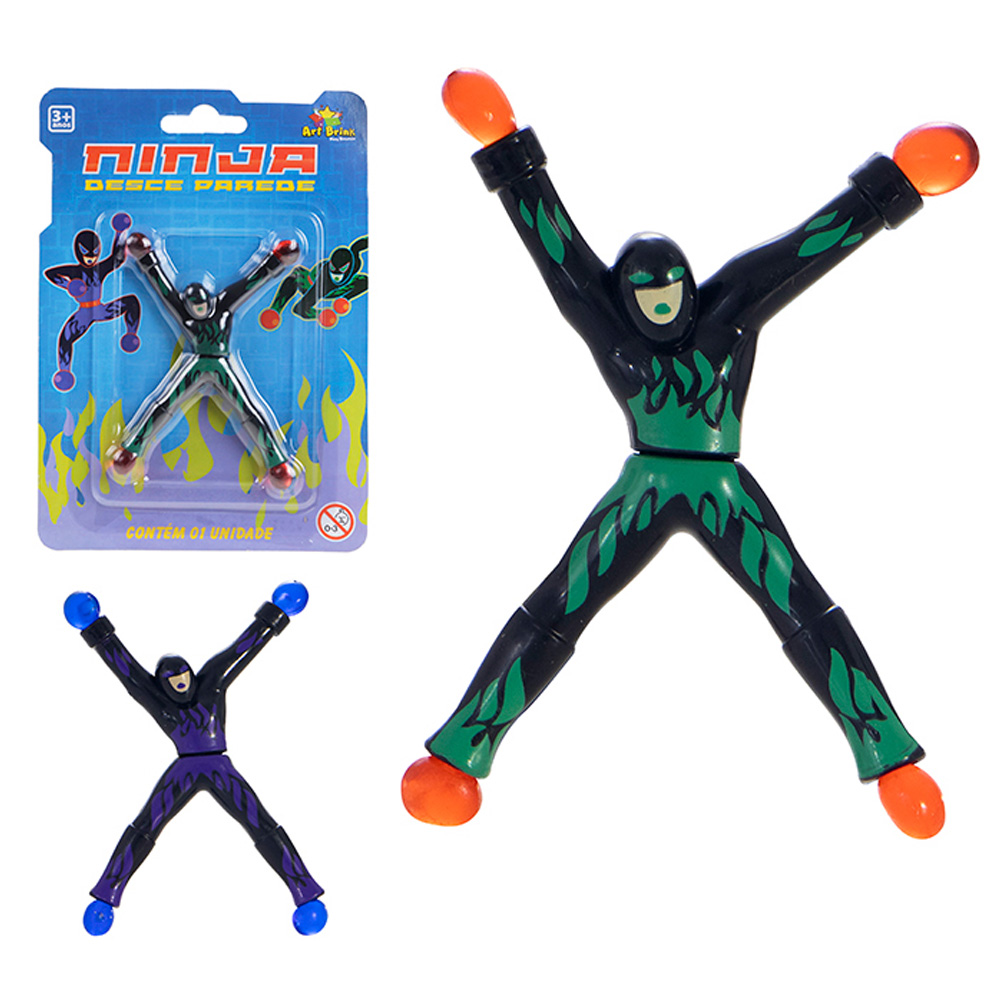 2 Super Ninjas Boneco Escalador Parede Vidro Desce Sozinho