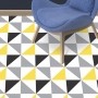 Adesivo  piso ladrilho geométrico amarelo cinza e preto