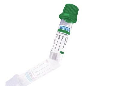 Microtubo Para coleta com seringa Verde Com heparina de sódio Plástico PET VACUPLAST