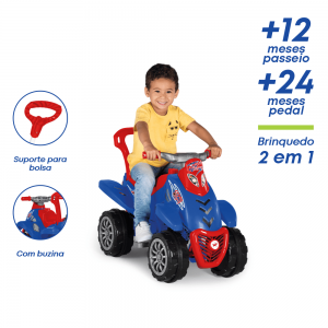Carrinho Quadriciclo Cross Passeio Infantil Azul Buzina 4x4