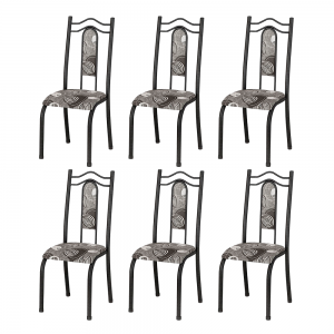 Conjunto Kit Jogo Cadeiras De Cozinha Sala Jantar Aço 6 Unidades