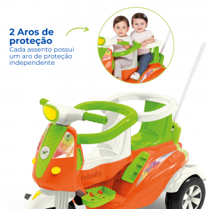 Triciclo Carrinho Passeio Pedal Moto 2 Lugares Infantil