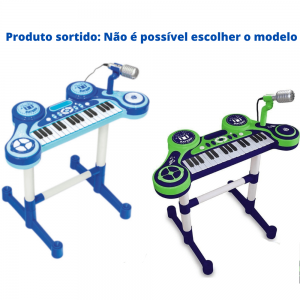 Piano Bateria Musical Infantil Brinquedo Luz Som Microfone Karokê Menino