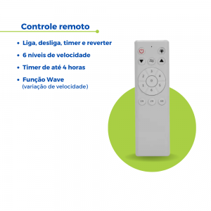 Ventilador de Teto Elluz Inverter com controle remoto 3 Pás dupla face