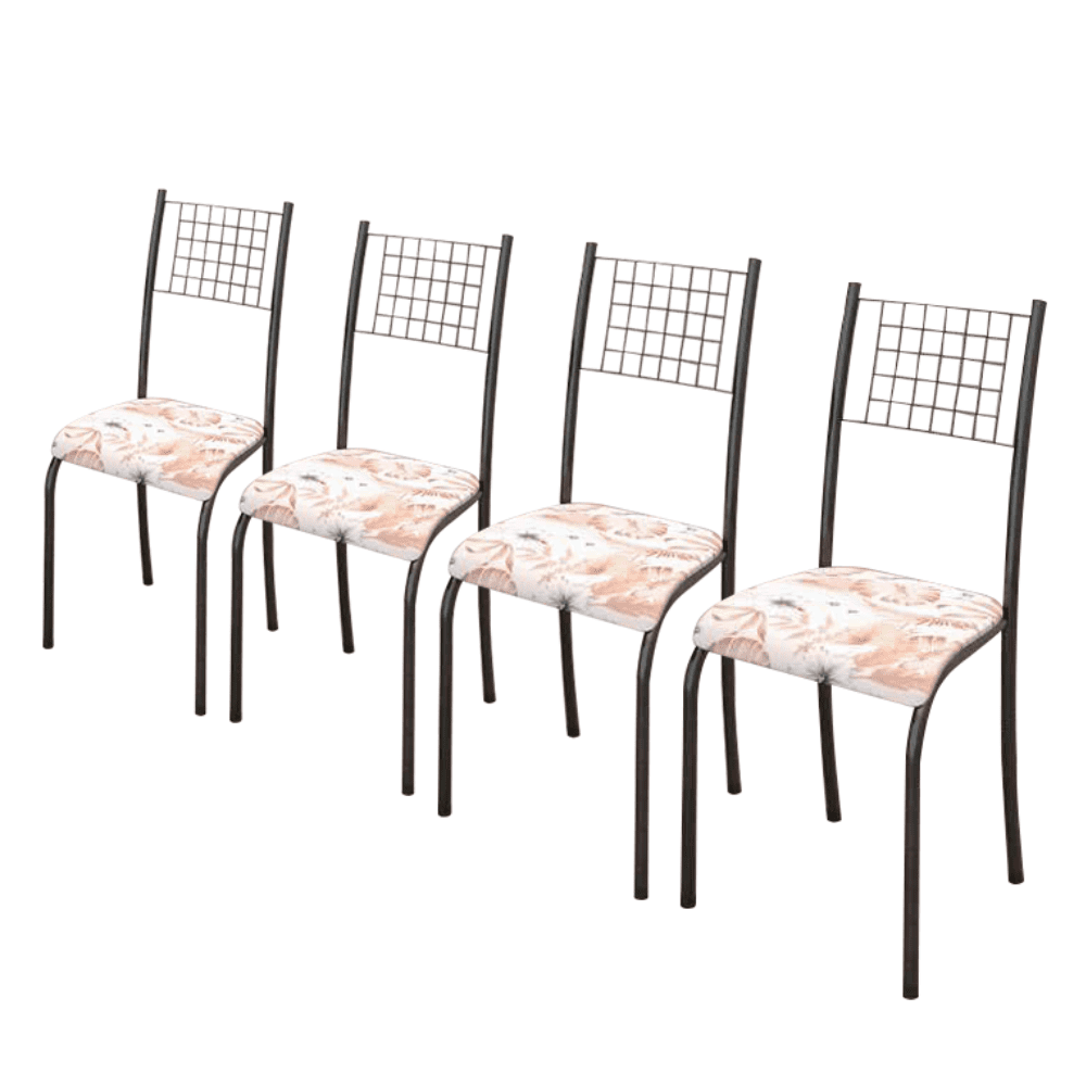 Conjunto 4 Cadeiras 594/6525 Prata Craqueado Botanic/Bege Madlar