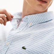 Camisa Lacoste masculina xadrez com mistura de algodão e linho