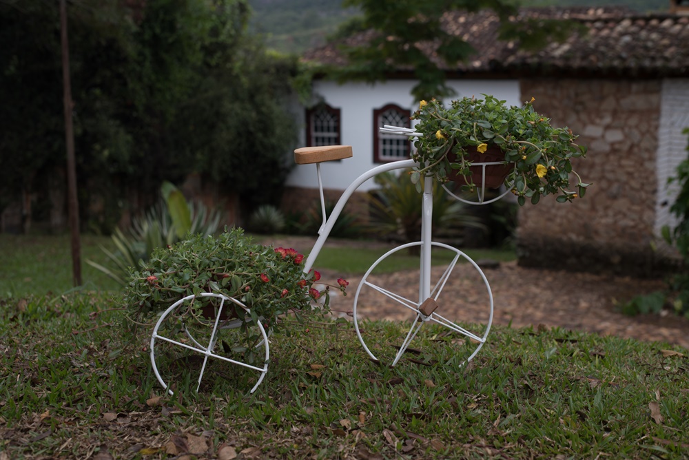 Bicicleta Artesanal Ferro E Madeira Para Jardim