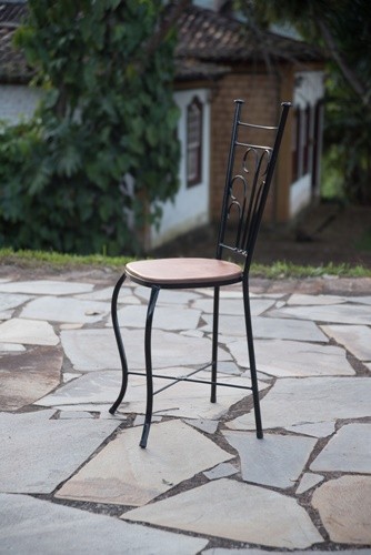 Cadeira de chá rustica artesanal ferro e madeira