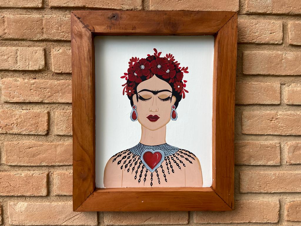 Quadro Frida Kahlo pintado à mão