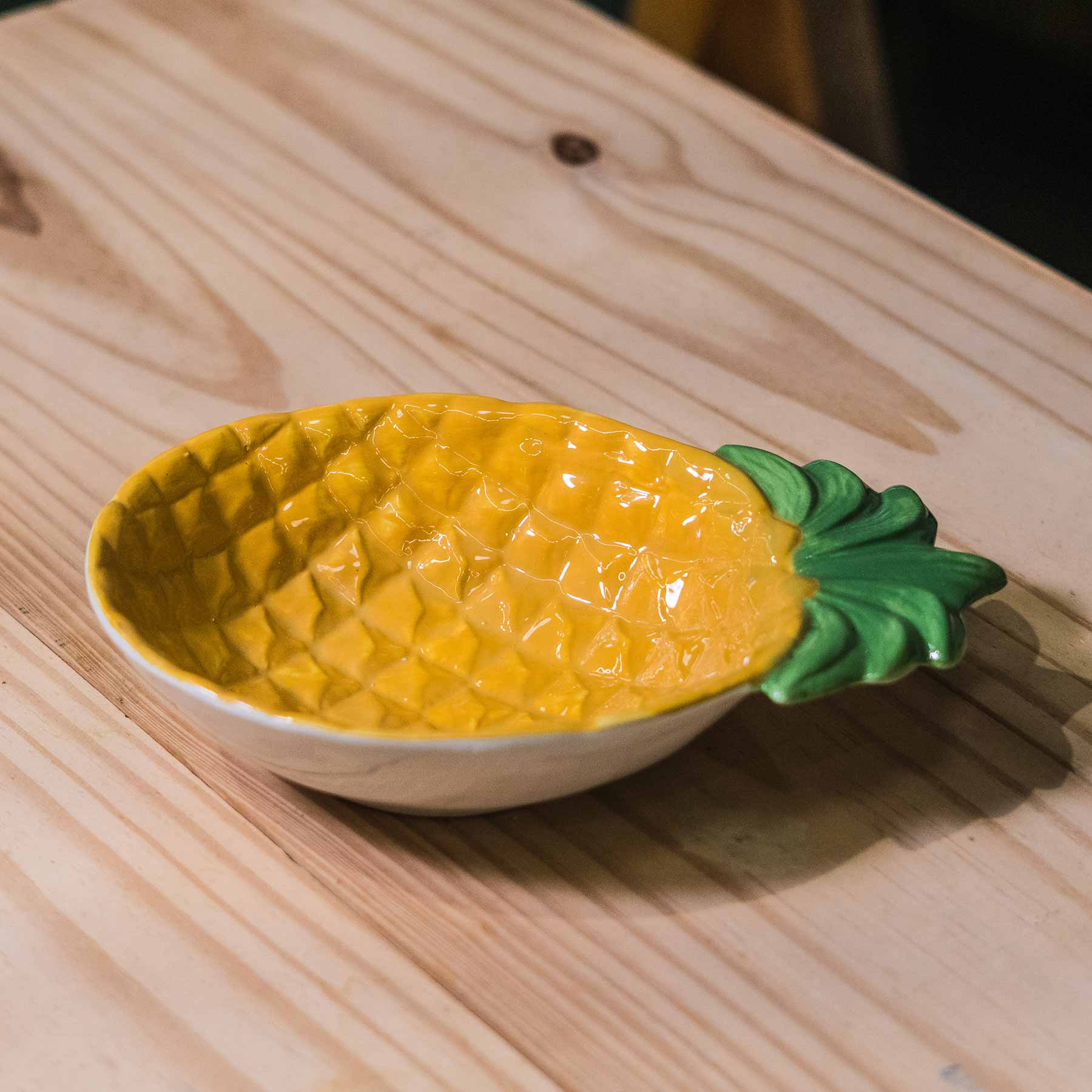 Bowl Cerâmica Pineapple Amarelo 31,3 X 21,7 X 7,8 Cm 2pç