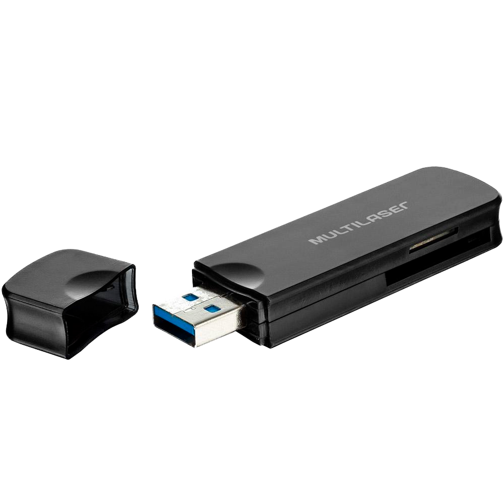 Leitor de Cartão de Memória Multilaser, USB 3.0 Compatível c/ USB 2.0 - AC290