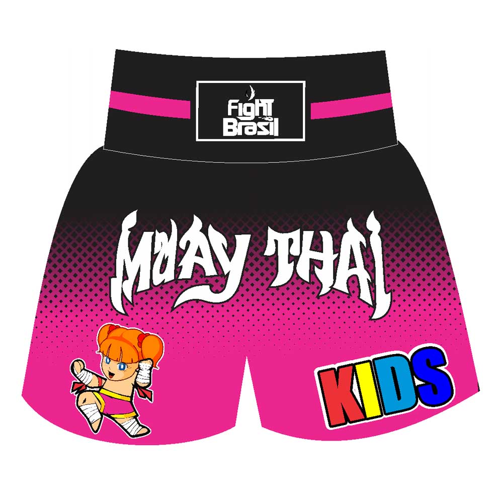 Short Calção Muay Thai New Kids Girls - Infantil - Rosa - Fb-3020
