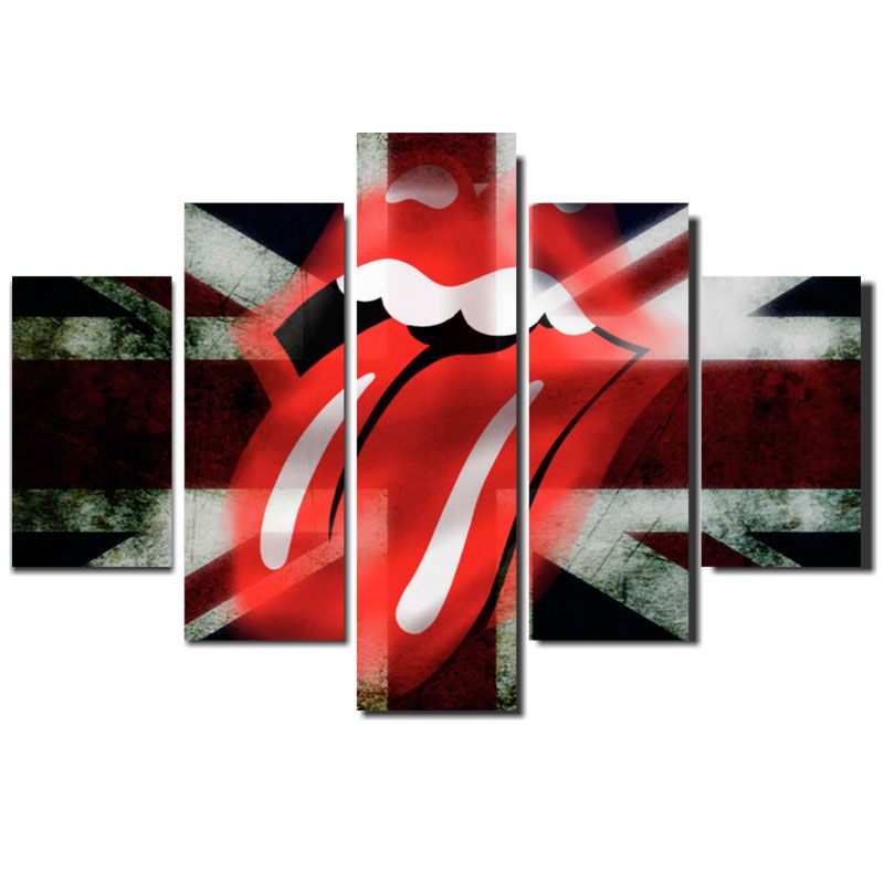 Quadro Painel Mosaico Decorativo 5 Partes Rolling Stones
