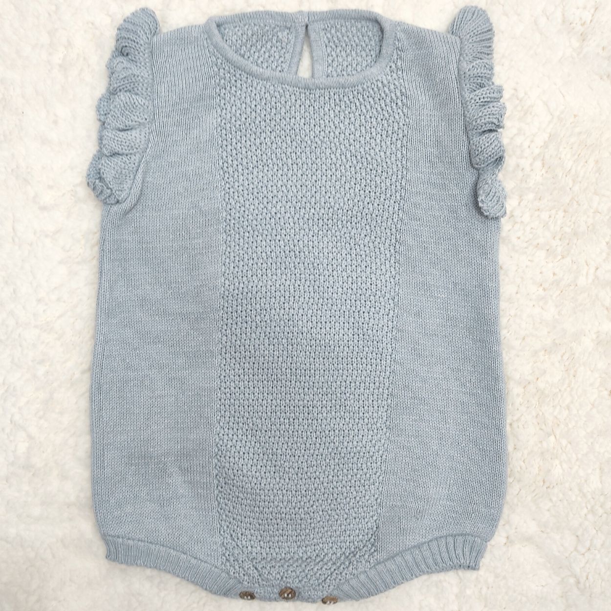 Romper tricot bebê saída de maternidade azul