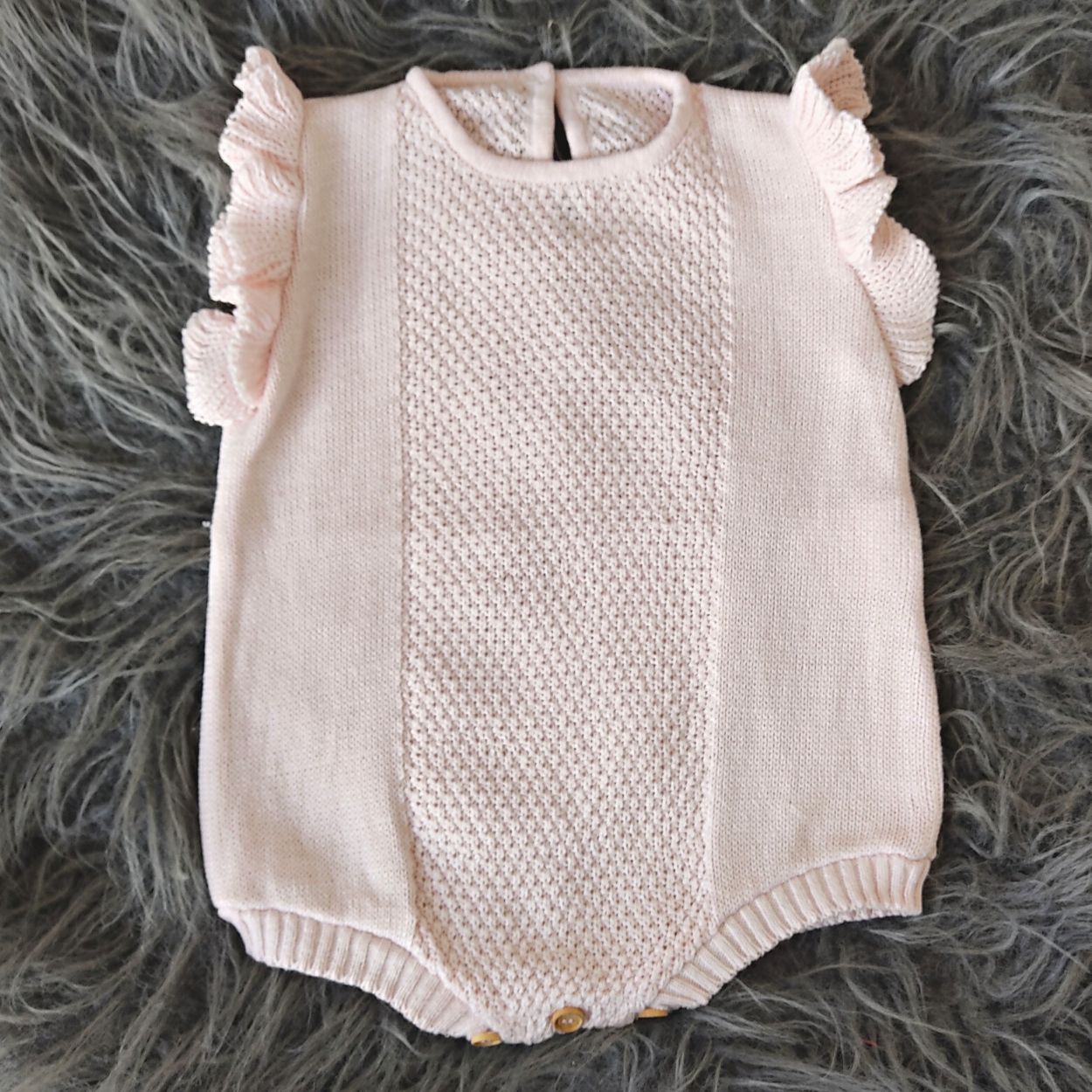 Romper tricot bebê saída de maternidade rosa