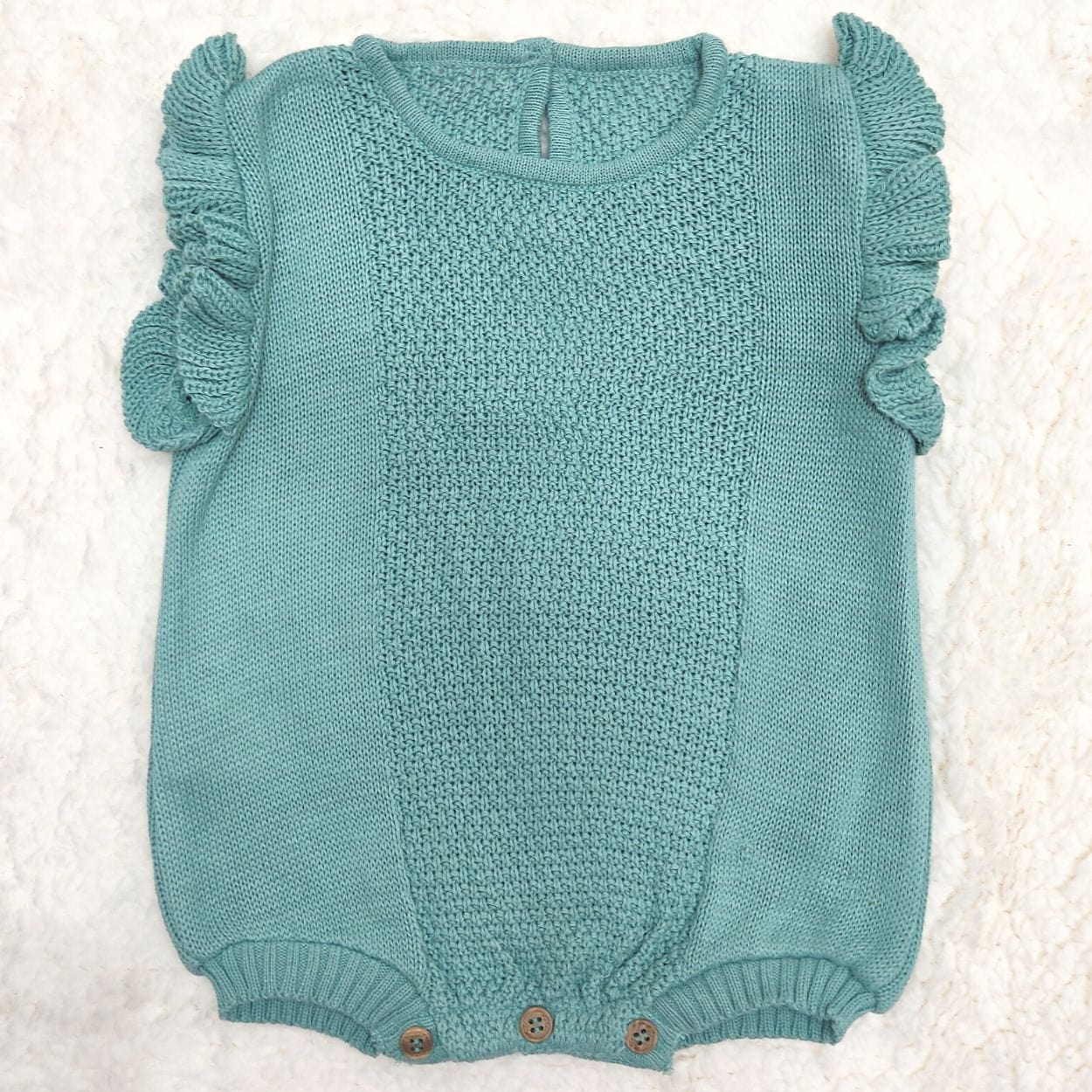 Romper tricot bebê saída de maternidade verde