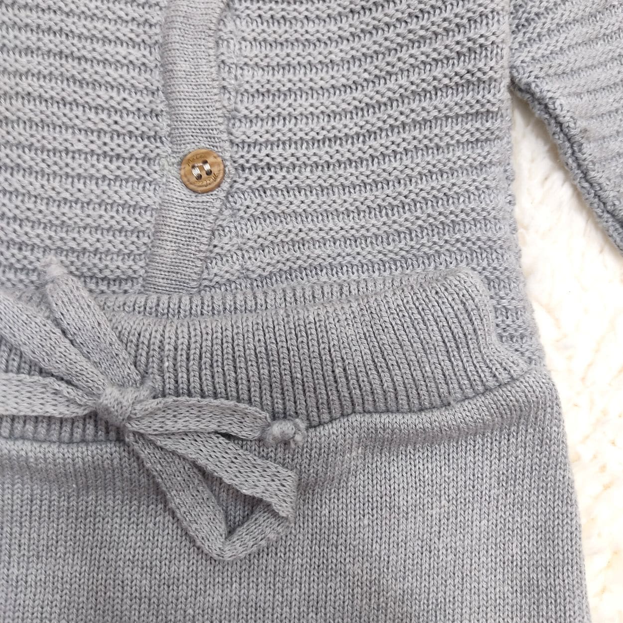 Saída de maternidade tricot - conjunto bebê cinza escuro
