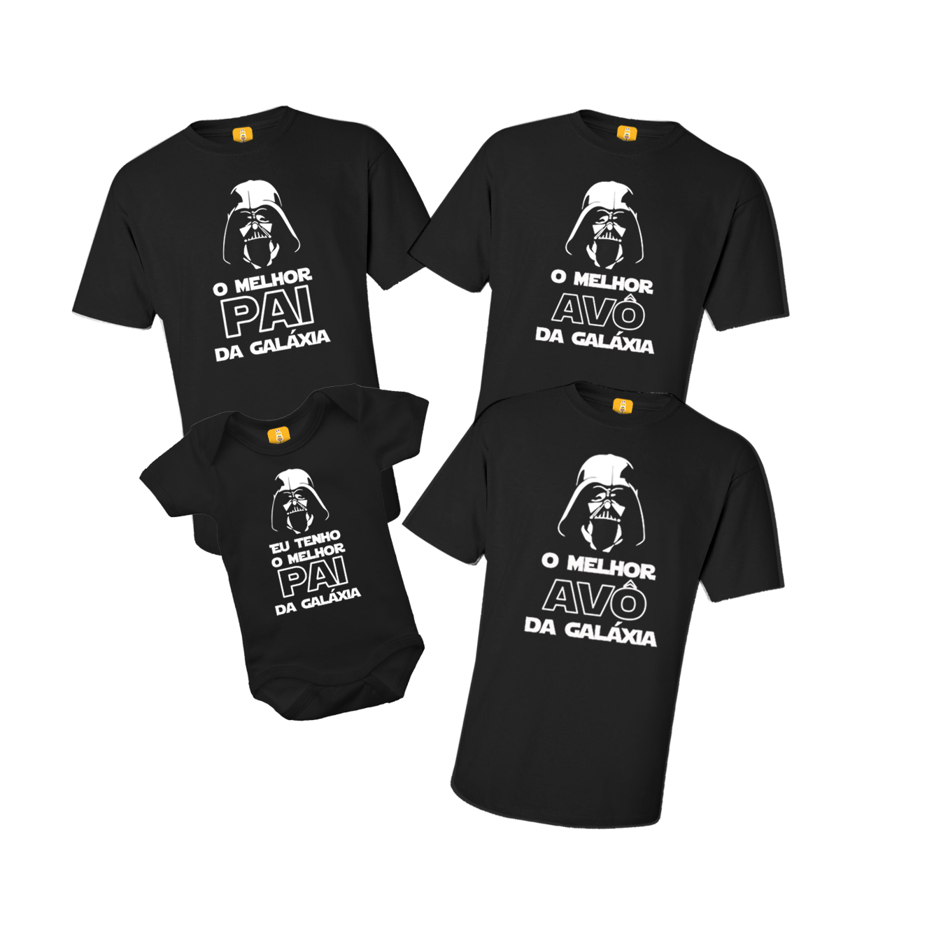 Kit Camiseta e Body Melhor Pai E Avô Da Galáxia Star Wars - 4 Peças