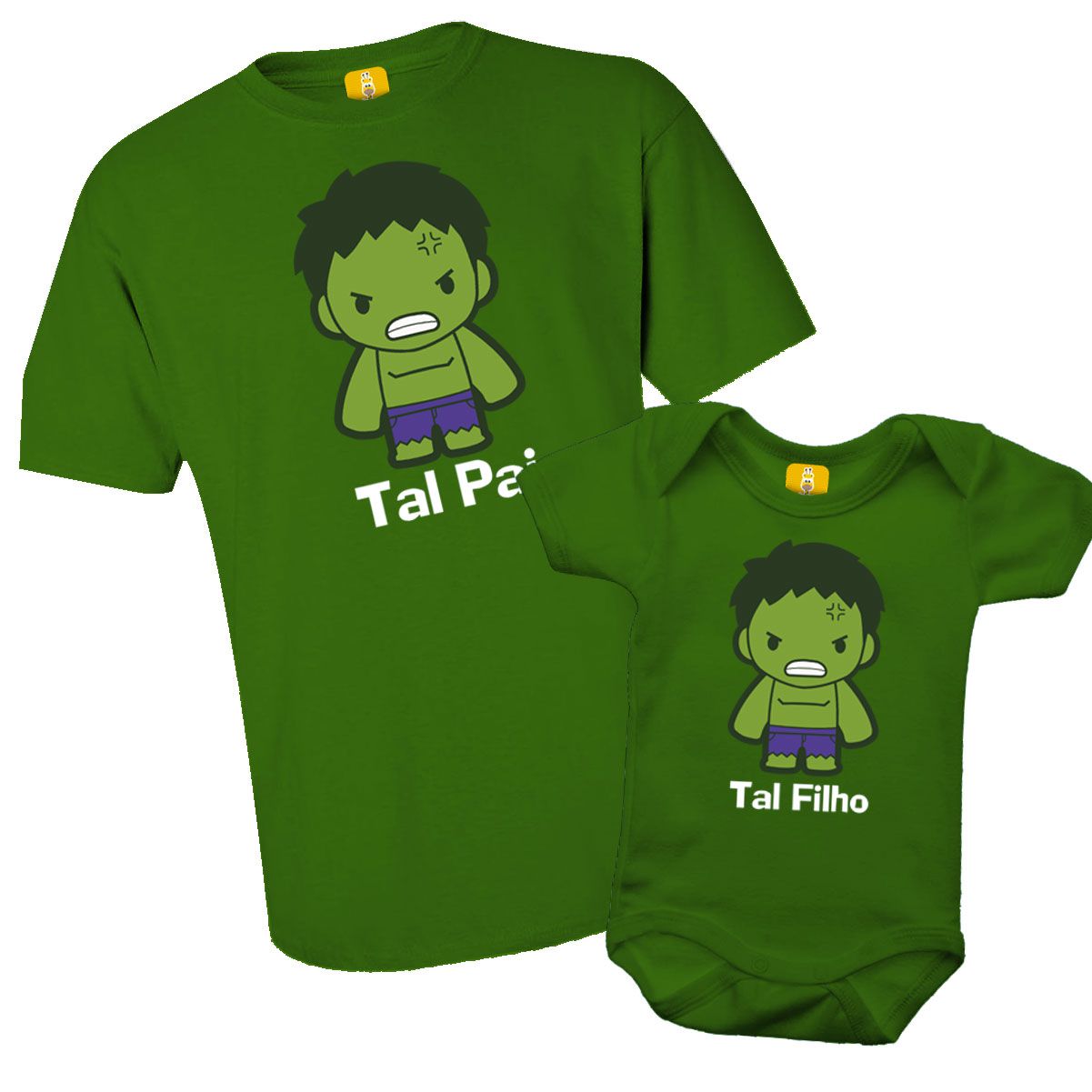 Kit Camiseta e Body - Tal Pai Tal Filho - Incrível Hulk
