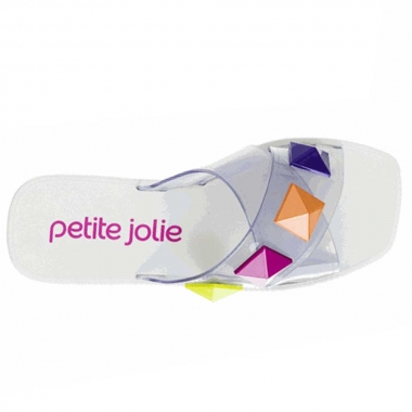 Chinelo Feminino Slide Tiras Cruzadas Tachas Translúcido Snow Petite Jolie PJ6759