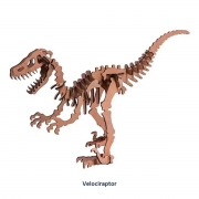 Lote com 12 un do Quebra Cabeça 3D Dinossauro Velociraptor -  41 Peças  - MDF Cru - Corte a Laser - NEOMAXI