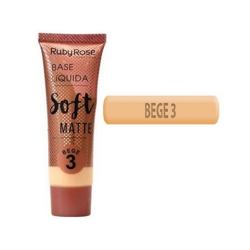 Base Líquida Bege 3  Soft Matte - RUBY ROSE