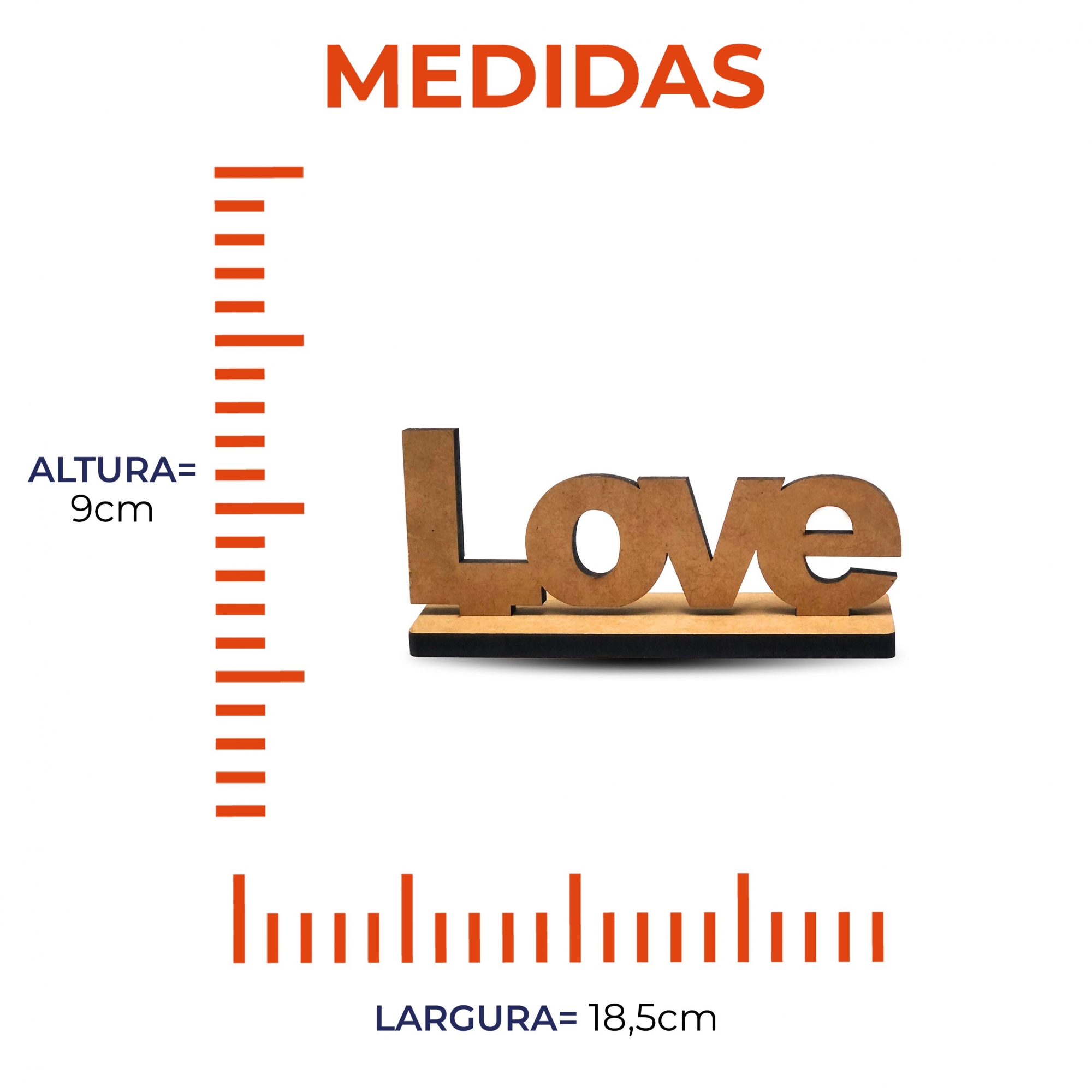Letra Decorativa - LOVE  em MDF -18,5 X 9 cm  - Cru  Corte a Laser -  NEOMAXI