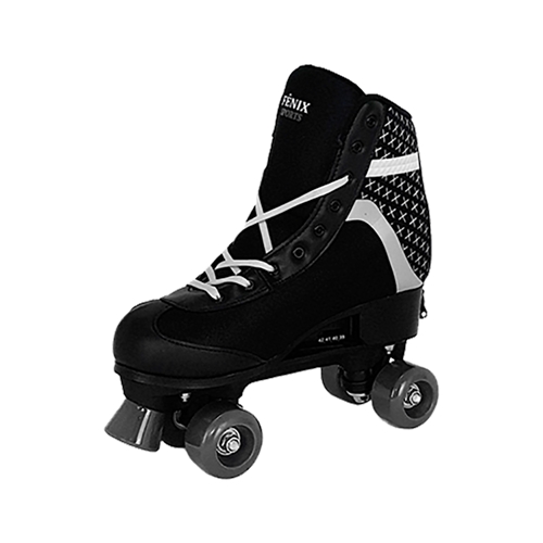 Patins com 4 rodinhas - Roller Skate RL-060 -  Tamanho Ajustável 31 a 34 - Preto - FÊNIX