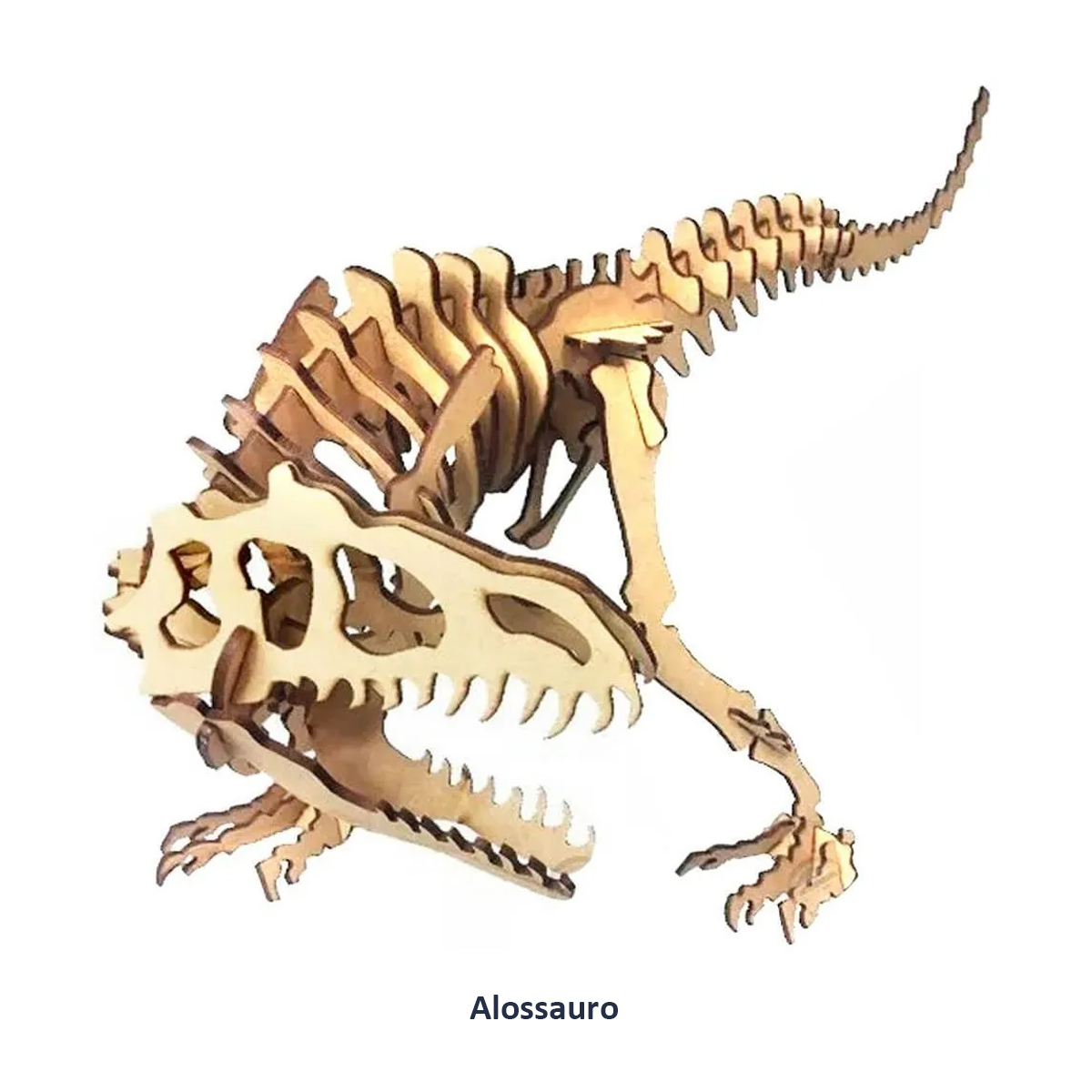Quebra Cabeça 3D Dinossauro Alossauro - 48 Peças - MDF Cru - Corte a Laser - NEOMAXI