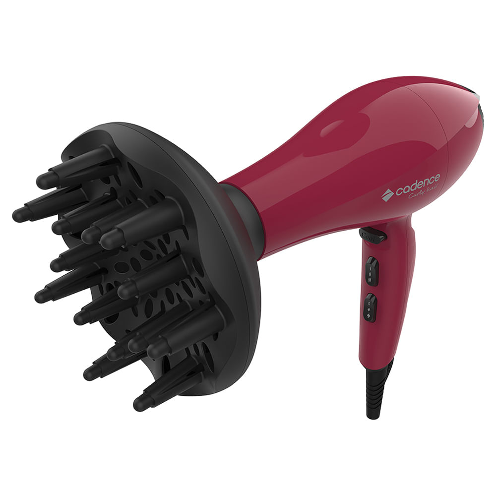 Secador  de Cabelo + Disufor - Curly Hair  - SEC530 - 2 Velo - 3 Temperaturas -  220V - Marsala  -  CADENCE