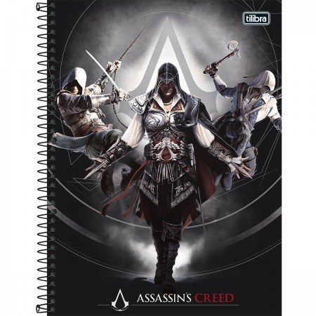 Caderno Assassins Creed 10 Matérias espiral Capa Dura Universitário 160 Fls. 200mmx275mm