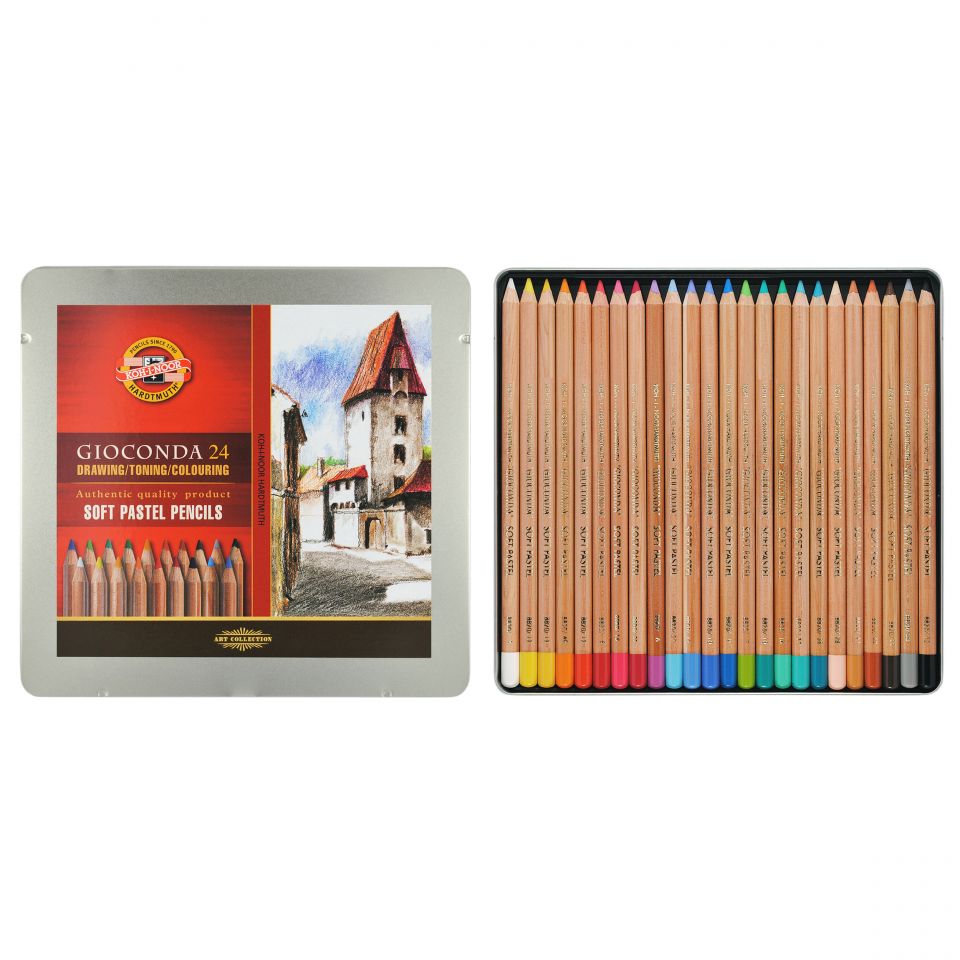 Lápis Pastel Gioconda C/24 Cores Koh-I-Noor Estojo Metálico