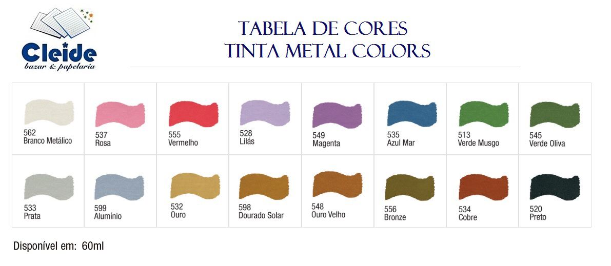 Tinta Acrílica Metal Colors 60ml Acrilex