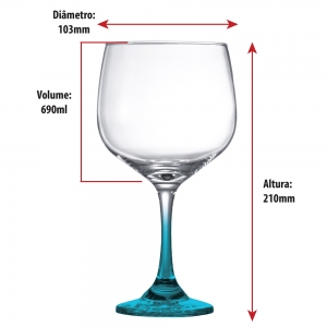 Taça de Vidro Haste Azul Para Gin 690ml | Caixa Com 12 Peças -  Ruvolo - Foto 3