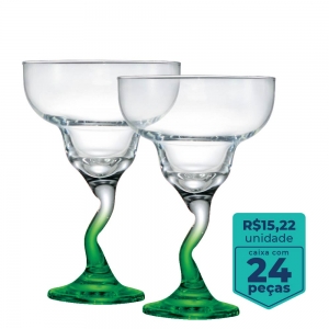 Taça De Vidro Twister Verde Para Margarita 300ml | Caixa Com 24 Peças -  Ruvolo - Foto 1