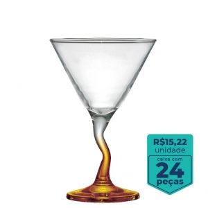 Taça de Vidro Twister Laranja Para Martini 225ml | Caixa Com 24 Peças -  Ruvolo - Foto 0